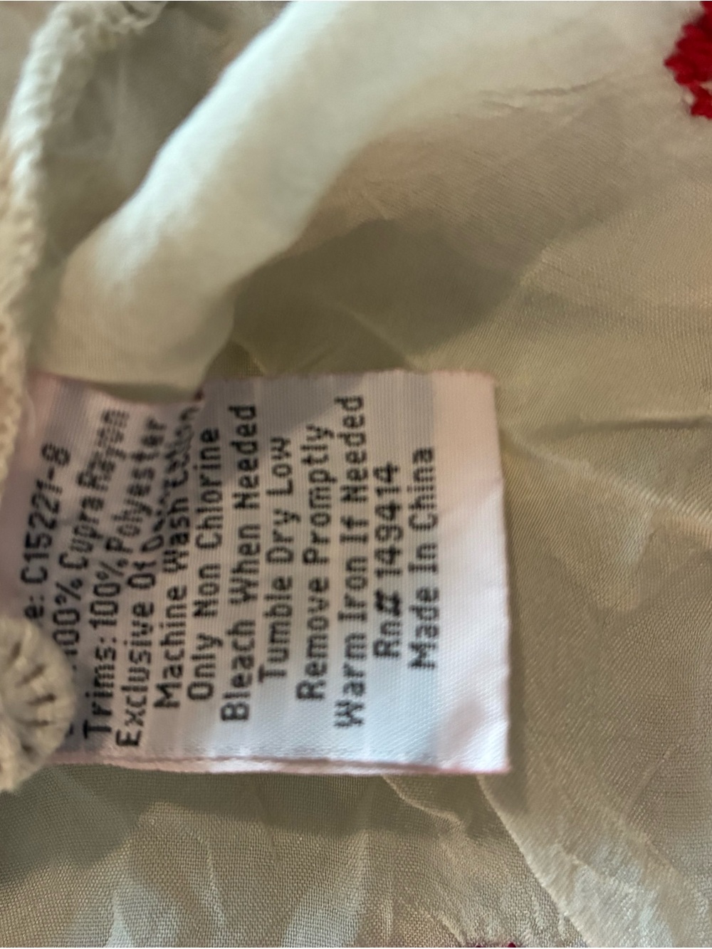 Johnny Was Cream Button-Down Blouse with Red Embroidery P2P -25” - Picture 4 of 4